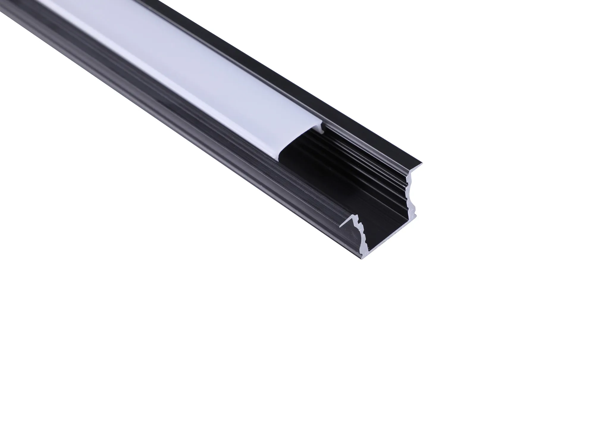 Tiras 2m, 17 x 15.3mm Black Recessed Aluminium Profile With Diffuser And Accessories M7408  Mantra Fusion Tiras LED Profile